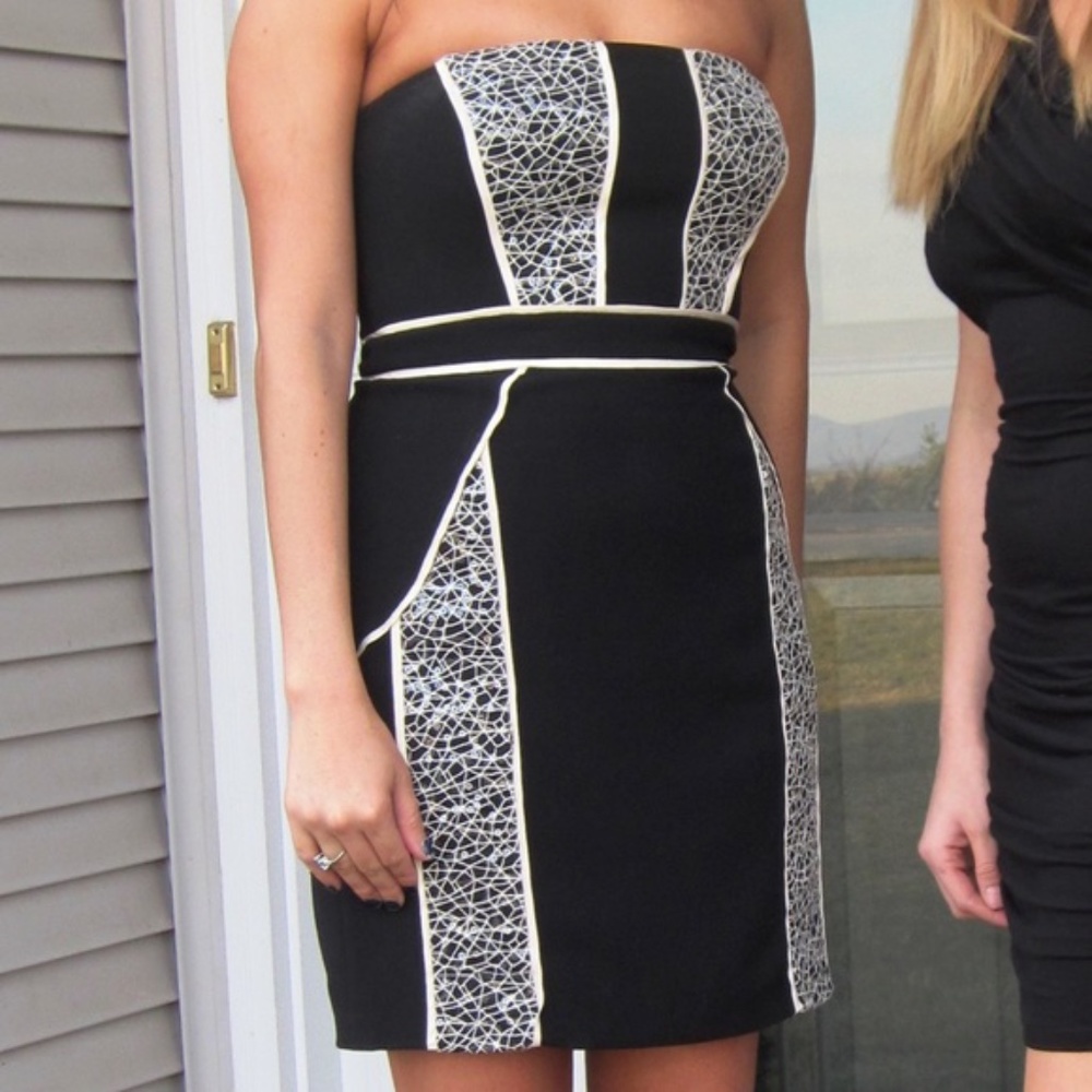 Strapless Black Sequin Dress